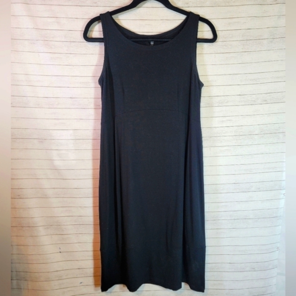 EILEEN FISHER BLACK JERSEY KNIT  SLEEVELESS DRESS, SZ XS